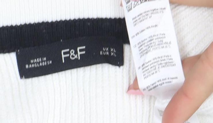 F&F Women's White Knit Cardigan XL Classic Button Front