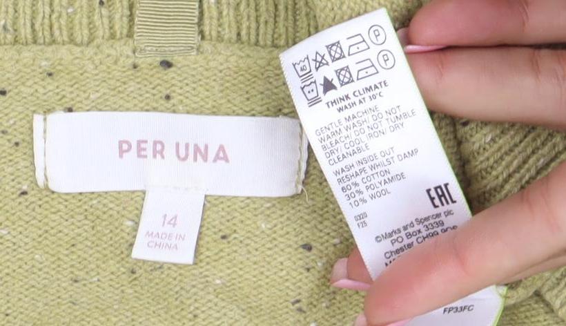 Per Una Women's Green Wool Blend Crew Neck Jumper Size 14