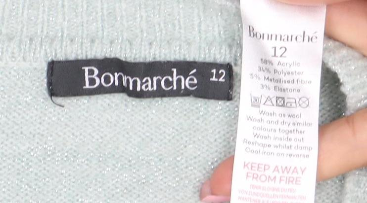 Bonmarché Women's Green Size 12 Crew Neck Knit Jumper