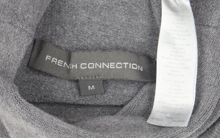 French Connection Womens Grey Roll Neck Striped Jumper Medium