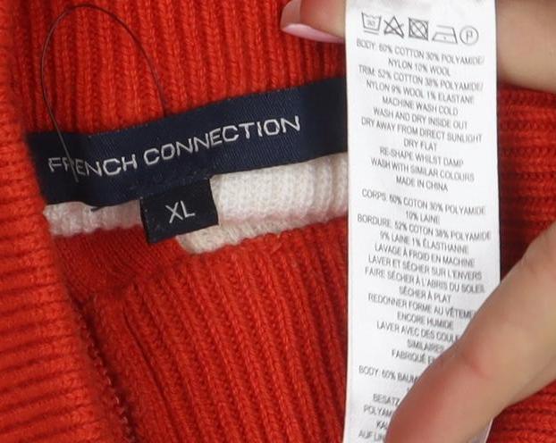 French Connection Women's Multicoloured XL 1/4 Zip Mock Neck Jumper