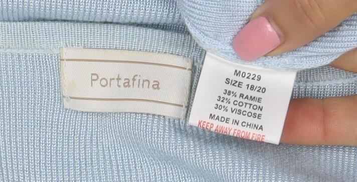 Portafina Women Blue Sequin Wrap Knit 3/4 Sleeve Blouse Size 18
