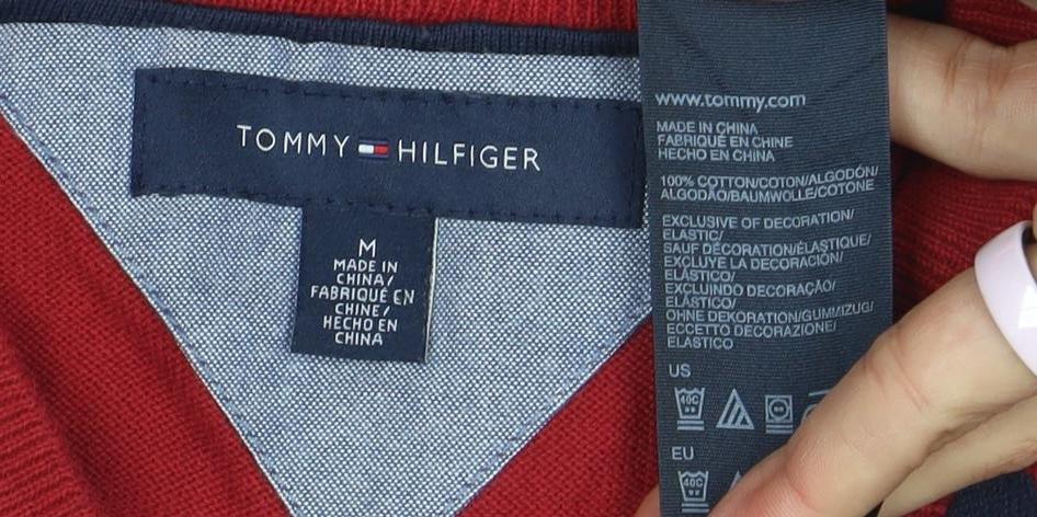 Tommy Hilfiger Men's Red Argyle V-Neck Cotton Jumper M