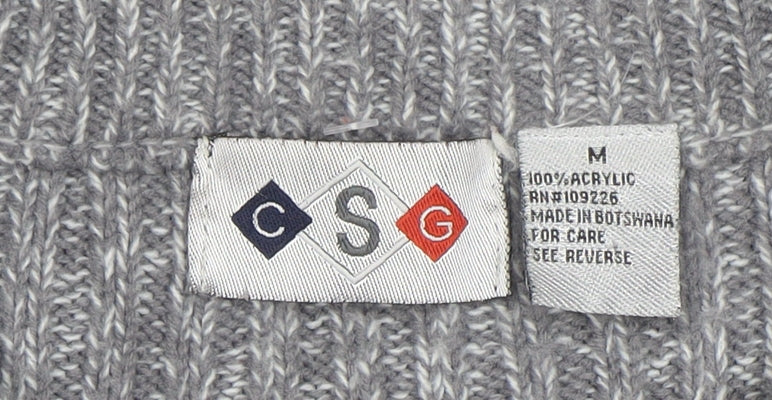 CSG Men's Grey Rib Knit Crew Neck Pullover Jumper M