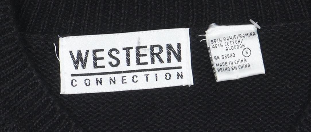 Western Connection Women's Black Beaded V-Neck Knit Jumper Size S