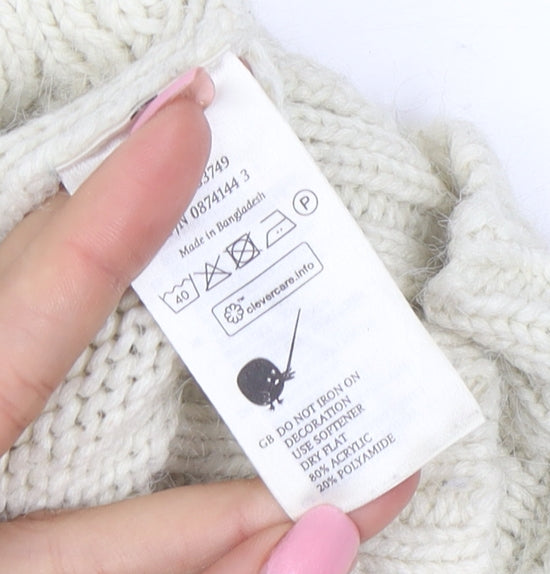 Monki Women's Ivory Cable-Knit Sleeveless Vest Jumper Size S