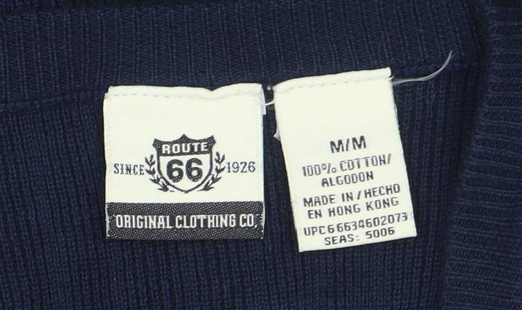 Route 66 Men's Blue V-Neck Cotton Pullover Jumper M