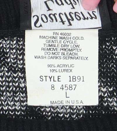 Southern Lady Womens Black Floral Knit Pullover Jumper Size L