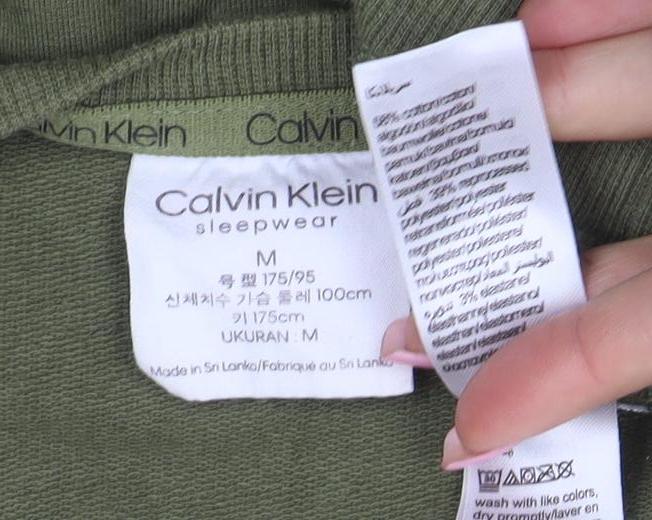 Calvin Klein Men's Green Logo Cotton Pullover Sweatshirt M