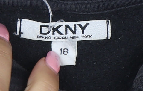 DKNY Women's Black Full Zip Hoodie Sweatshirt Size 16