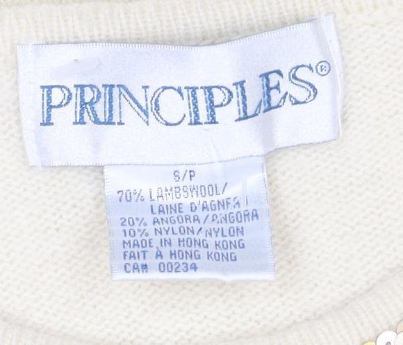 Principles Women's Ivory Angora Wool Beaded Jumper Size S