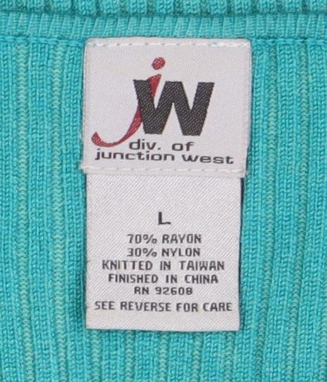 Junction West Women's Blue Rhinestone V-Neck Knit Blouse Size L