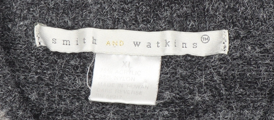 Smith and Watkins Women Grey V-Neck Knit Pullover Jumper XL