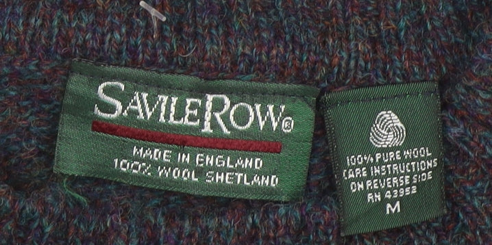 Savile Row Men's Blue Wool Argyle Pullover Jumper M