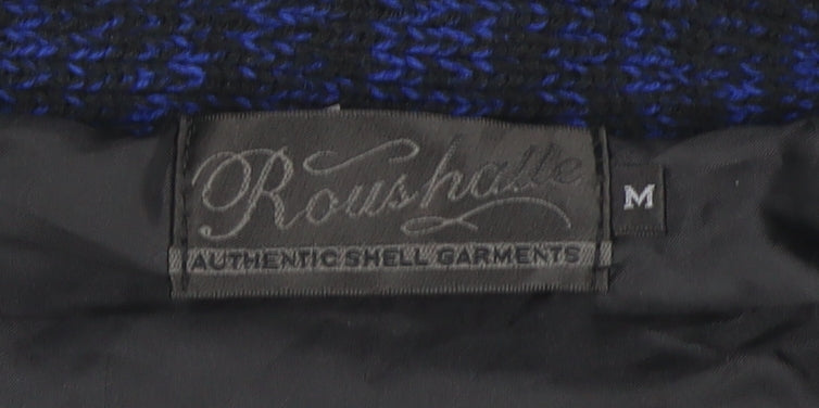 Roushalle Men's Blue Cable-Knit Cardigan Jumper M Lined Acrylic