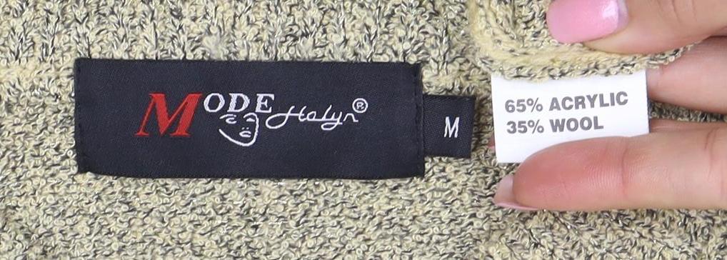 Mode de Paris Women’s Beige Sequin Floral Wool Blend Pullover Jumper M