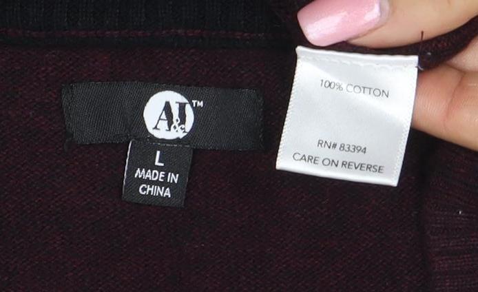 Armani Exchange Men's Brown Cotton V-Neck Jumper Size L