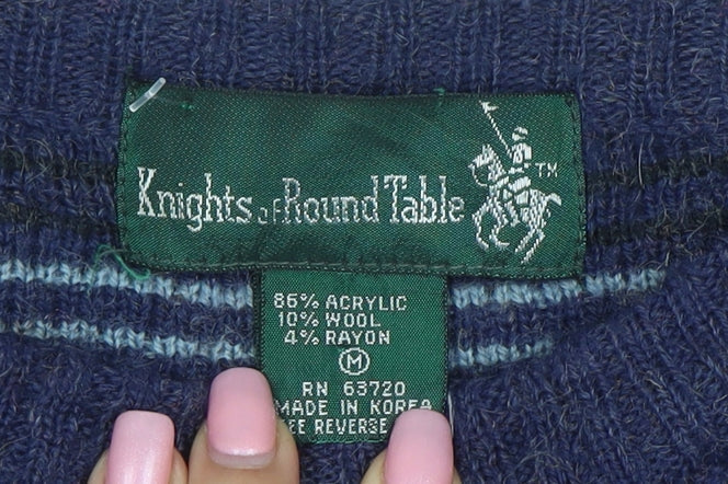 Knights of Round Table Men's Blue Fair Isle Wool Blend Jumper M