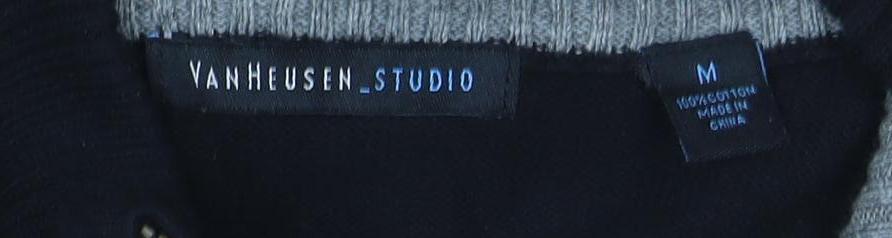 Van Heusen Studio Men's Black Argyle 1/2 Zip Cotton Jumper Size M