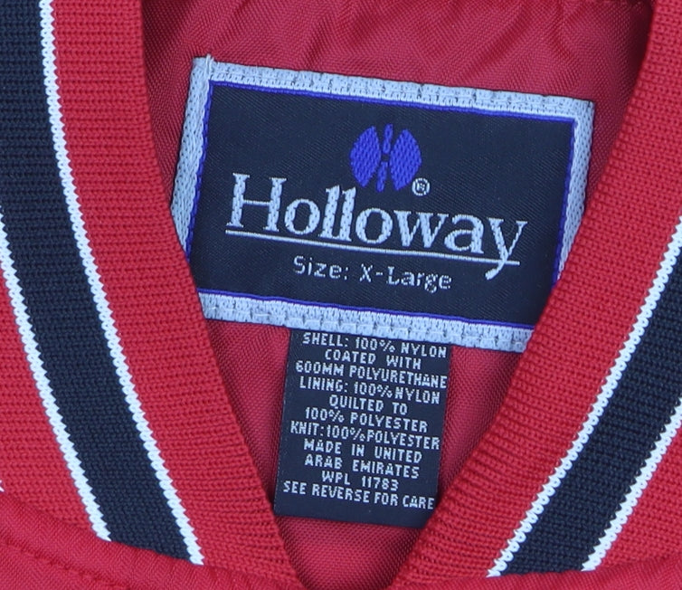 Holloway Mens Red XL Varsity Jacket Nylon Retro Sports Style