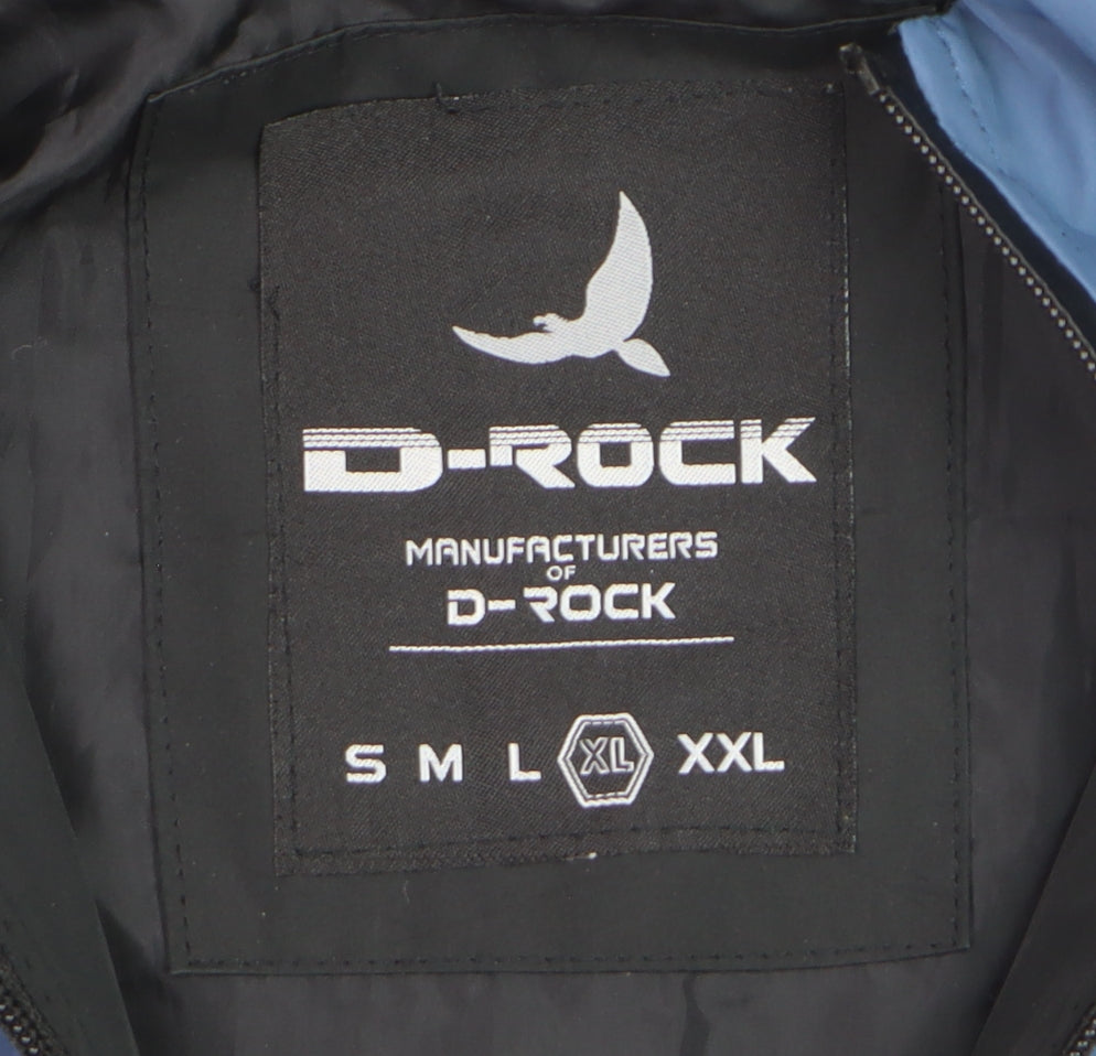 D-Rock Men's Blue Black Hooded Windbreaker Jacket XL