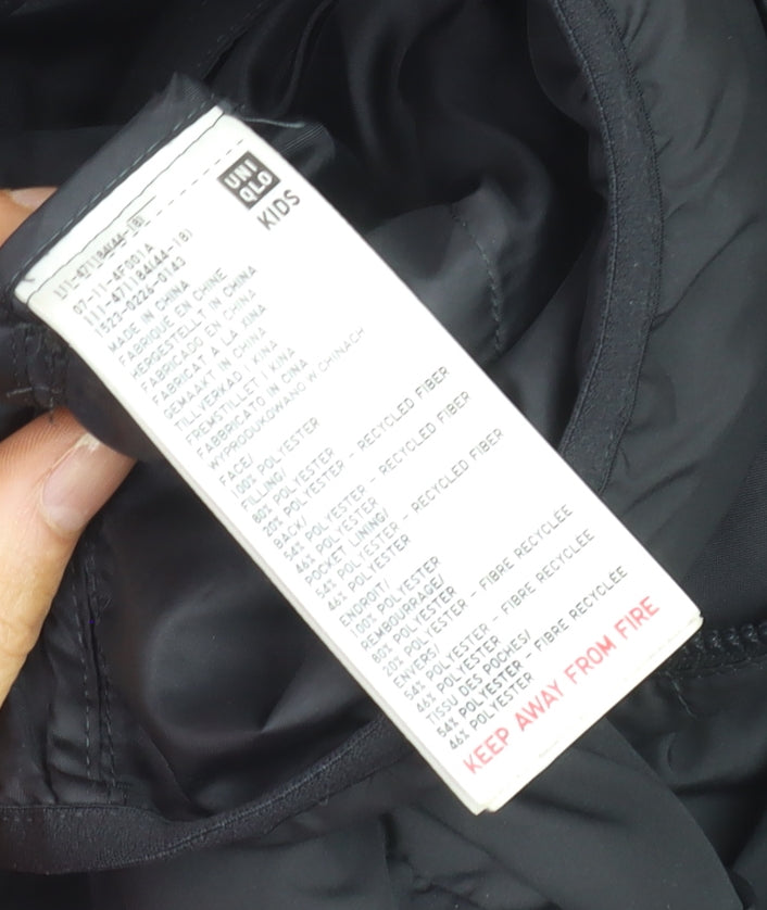 Uniqlo Boys Black 13 Years Hooded Lightweight Puffer Jacket