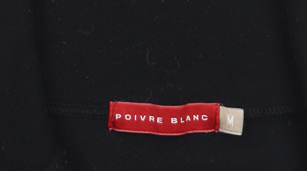 Poivre Blanc Women's Black Fleece Half Zip Pullover Sweatshirt M