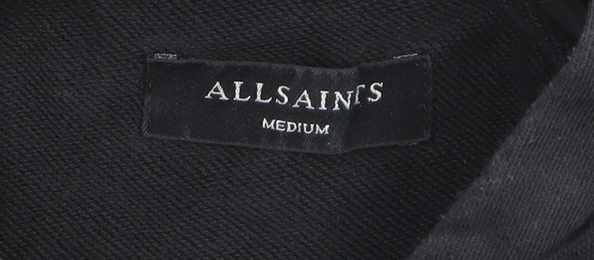AllSaints Men Black Medium Pullover Hoodie Graphic Cotton