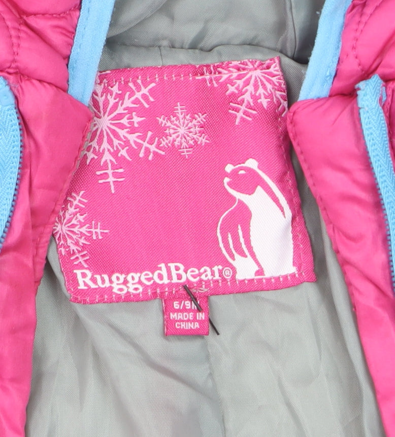 Rugged Bear Unisex Baby Pink Quilted Hooded Puffer Snowsuit 6–9 Months