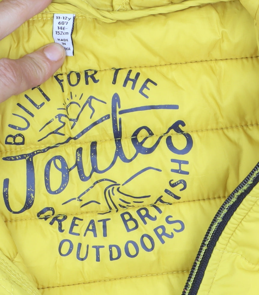 Joules Boys Yellow Hooded Puffer Jacket 11-12 Years Lightweight Outerwear