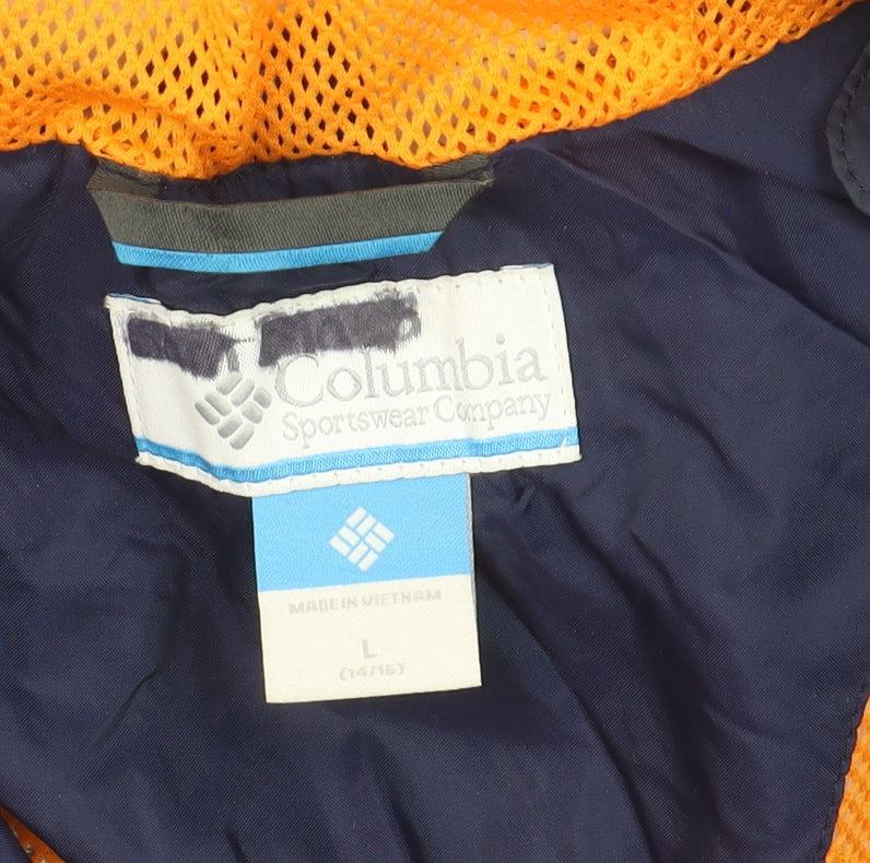 Columbia Boys Blue Hooded Waterproof Rain Coat Jacket L (14-15 Years)