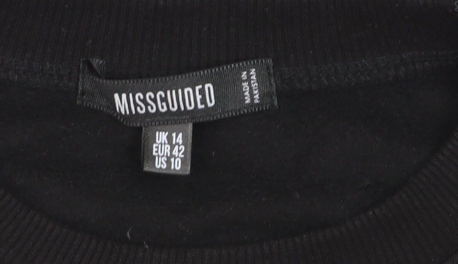Missguided Unisex Black Graphic Print Pullover Sweatshirt Size 14