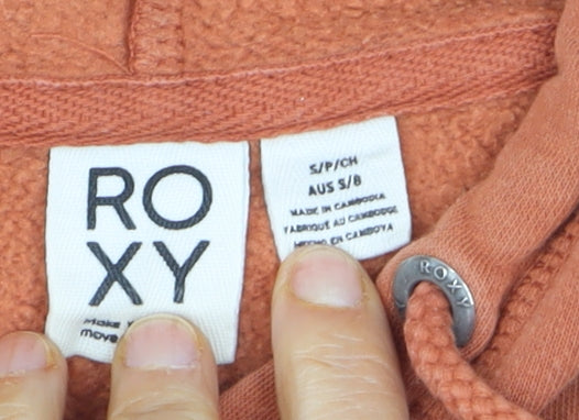 Roxy Womens Orange Pullover Hoodie Small Cotton Blend Casual