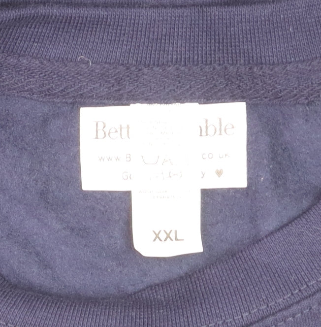 Betty Bramble Womens Navy Sweatshirt XXL Pink Star Print Crew Neck