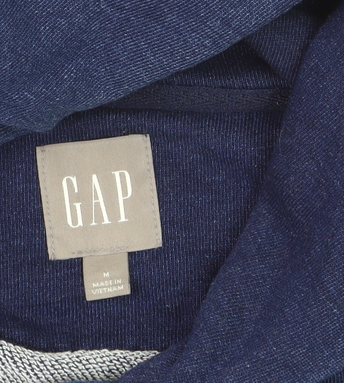 Gap Men's Blue Pullover Hoodie Medium Cotton Logo Sweatshirt