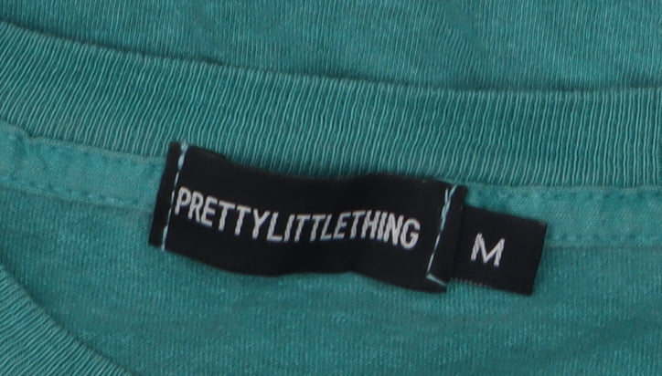 PRETTYLITTLETHING Women's Green USA Graphic T-Shirt Size M