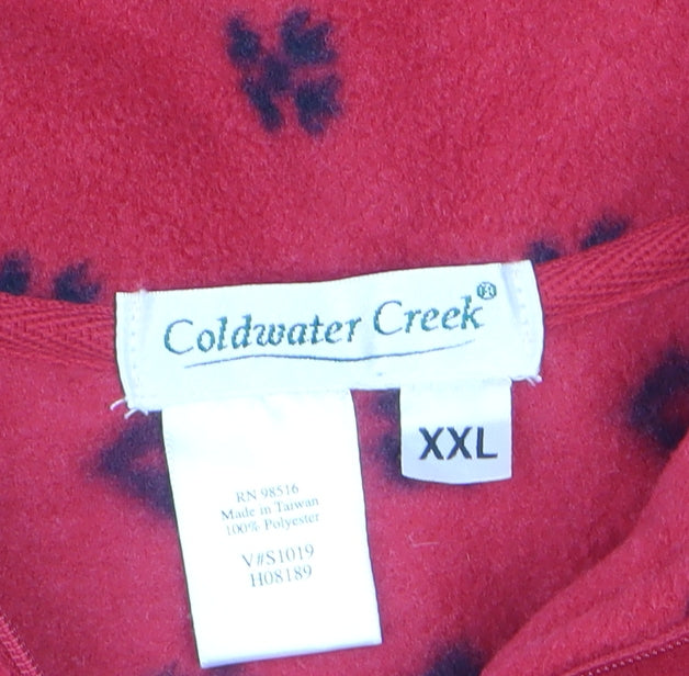 Coldwater Creek Unisex Red Fair Isle Fleece 1/4 Zip Sweatshirt 2XL