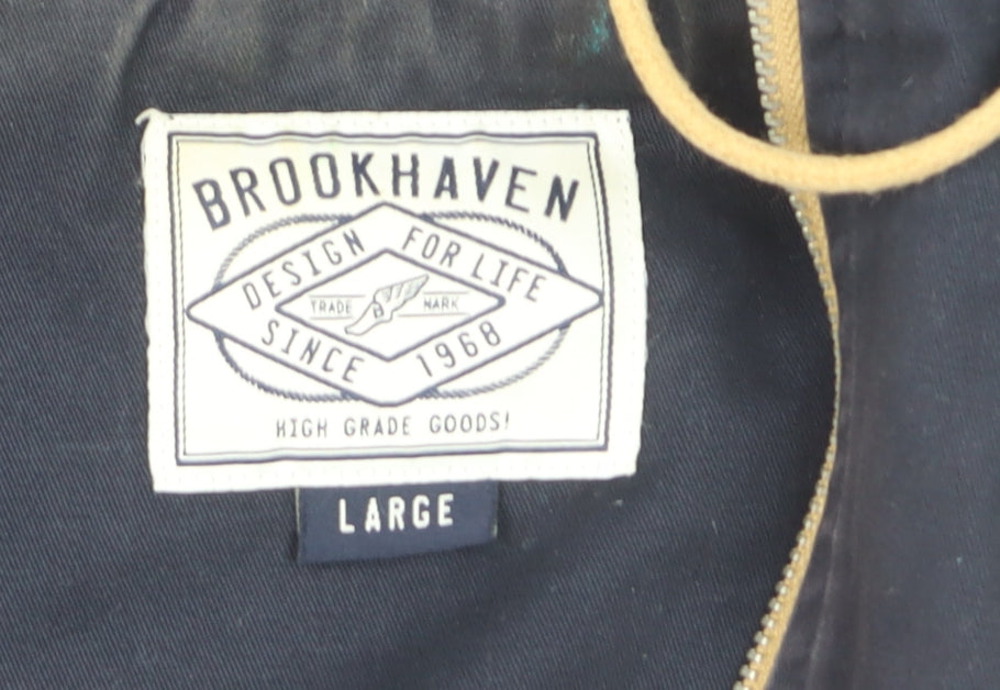 Brookhaven Men's Blue L Hooded Windbreaker Jacket with Zip Pockets