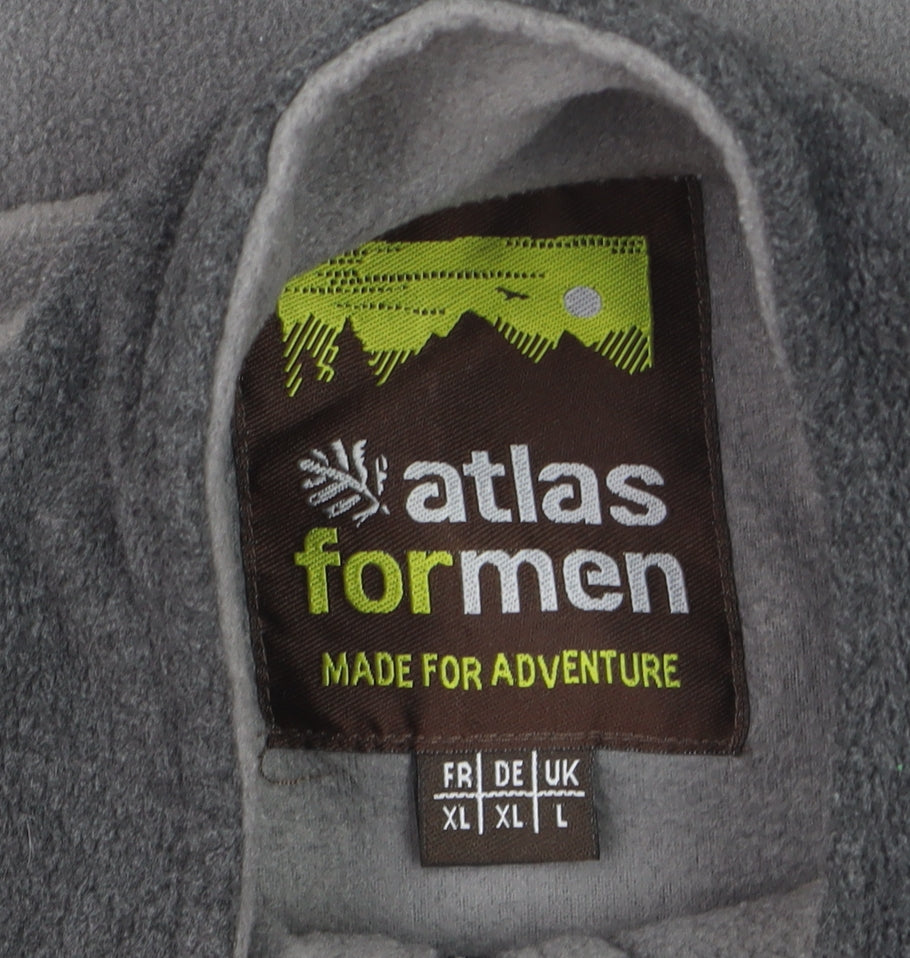 Atlas For Men Grey Full Zip Fleece Jacket L Outdoor Hiking Sweatshirt