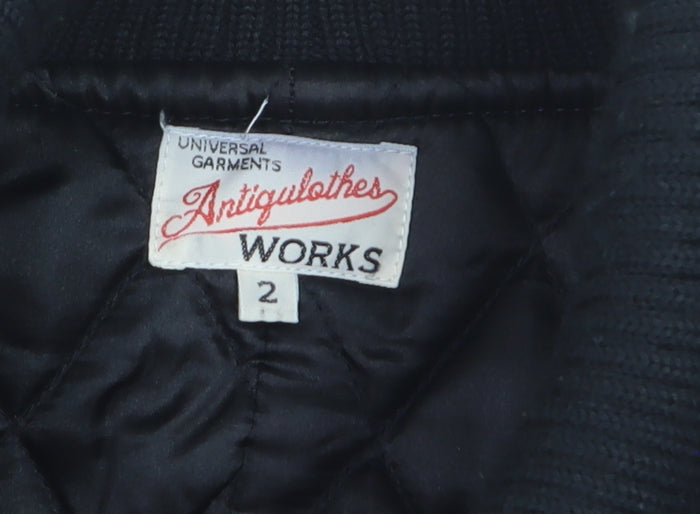 Universal Garments Men Black Wool Bomber Jacket M Mid-Length