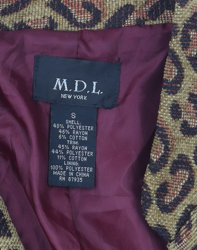 MDL New York Women Red Floral Brocade Jacket Size S Classic Fit