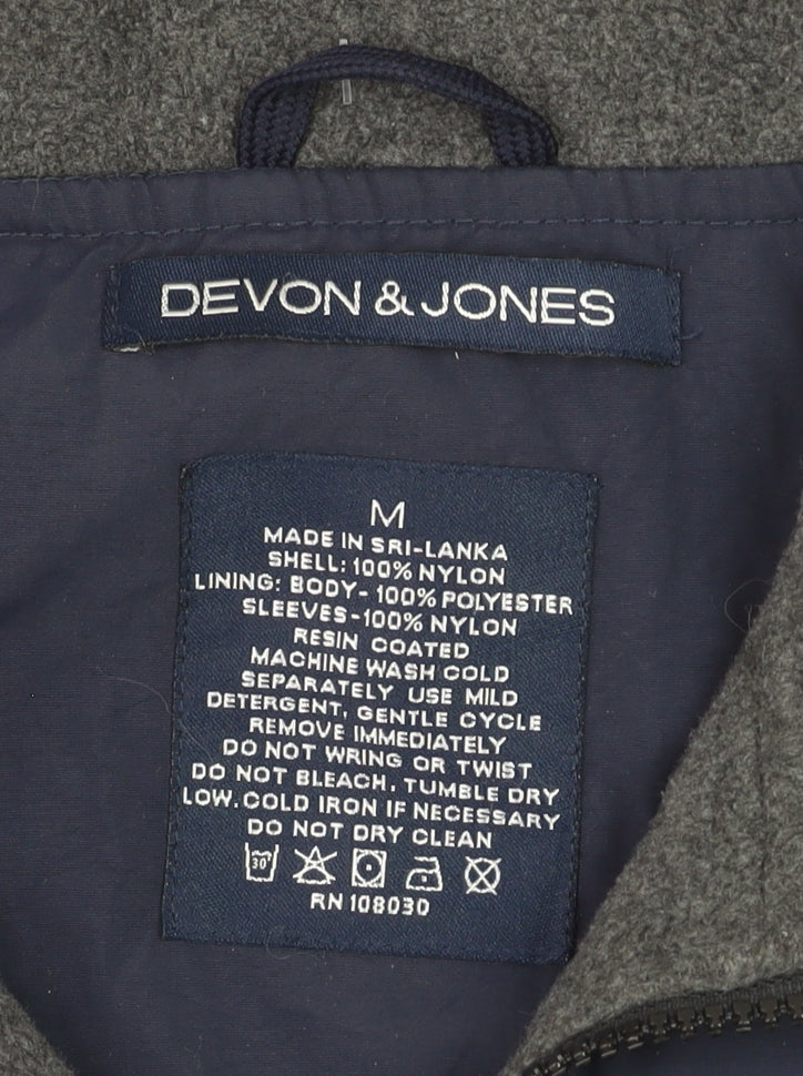 Devon & Jones Men's Blue Bomber Jacket M Nylon Lined Casual Outerwear