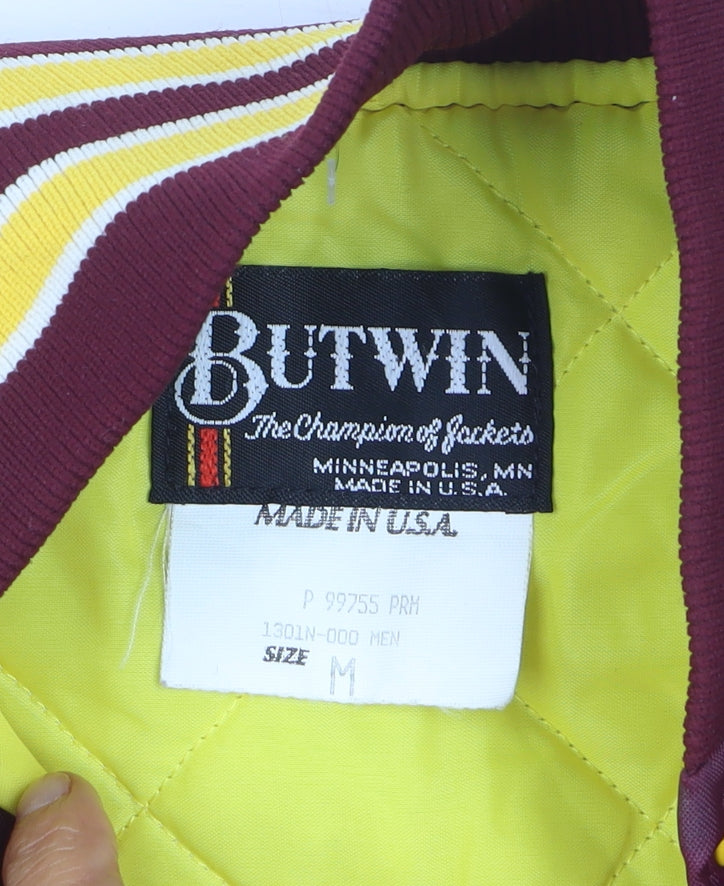Butwin Women Burgundy Varsity Jacket M Embroidered Minnesota Skydivers
