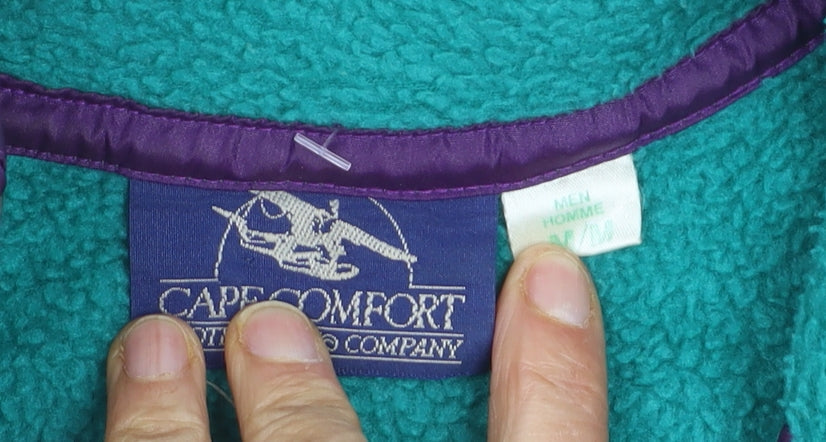 Cape Comfort Men's Green Fleece 1/4 Zip Retro Outdoor Jacket M