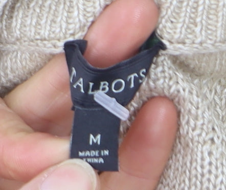 Talbots Women's Beige Open Knit Long Sleeve Cardigan M