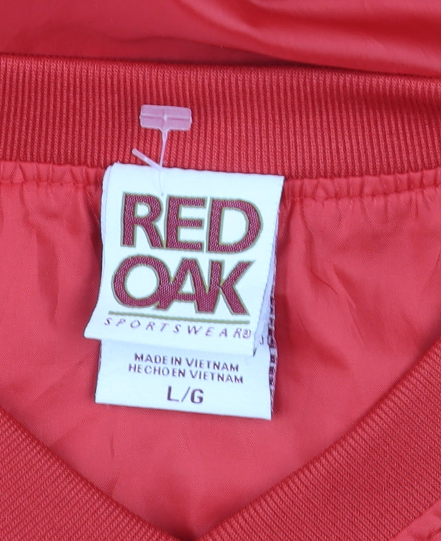 Red Oak Mens Red V-Neck Pullover Sweatshirt L College Sports Style