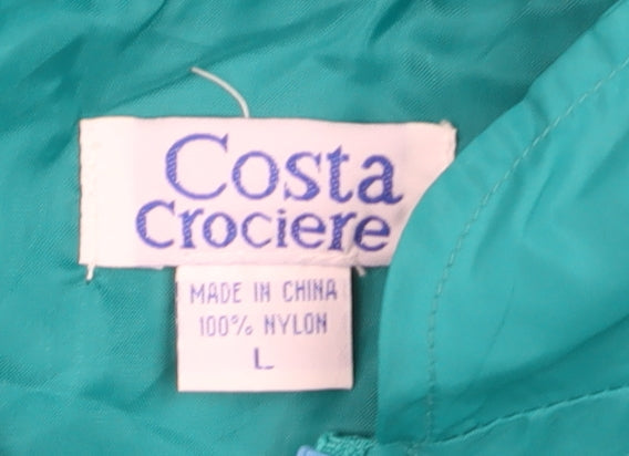 Costa Crociere Mens Green L Nylon Windbreaker Jacket Retro 90s Style