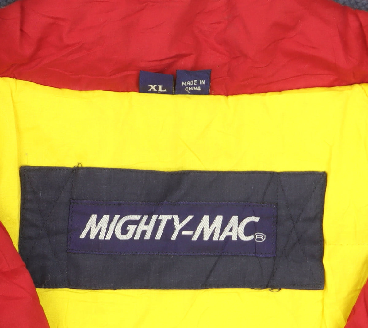 Mighty-Mac Men's Blue & Red XL Retro Hooded Puffer Jacket
