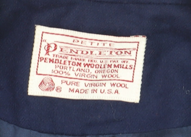 Pendleton Women Navy Wool Single-Breasted Blazer Petite M