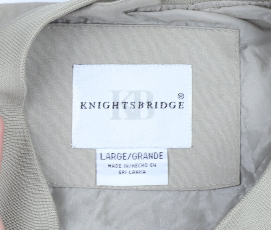 Knightsbridge Men's Beige Bomber Jacket L Regular Fit Polyester